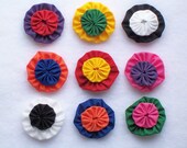 Fabric Flowers Hair Clip 40 Bobby Pin Barrette Rainbow Card Making Scrapbook YoYo Quilt Headband Embellishment