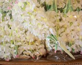 Vintage Millinery / White Cotton Linen Lilacs / Wedding Favors / One Dozen Bouquets