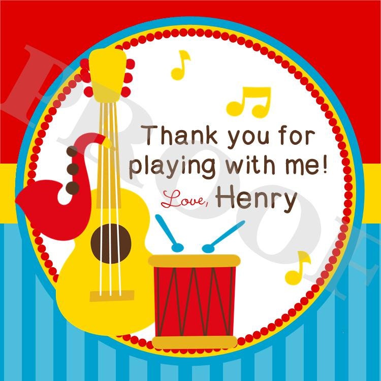 DIY Printable Personalized "Let's Make Music" Favor Tags for Boys