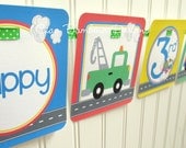 NEW - On the Move - Happy Birthday Banner - Transportation, Cars, Trucks, Airplane, Train