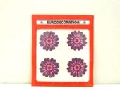 Vintage Tile Decal Stickers - 4 Mod Purple Flowers - Kitchen Bathroom Decor - NOS