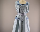 1940s day dress 40s cotton dress Plus Size Large House wife casual floral print Vintage