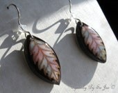 Eco Easter Pastels Leaf  Pysanky Batik Egg Shell Earrings