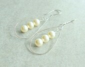 Three Pearl Sterling Silver Earrings