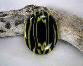 Large Yellow and Black Glass Cabochon