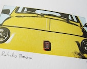FIAT 500 Yellow LIMITED EDITION -  Letterpress