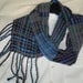 Handwoven handspun wool mobius scarf, blue, grey