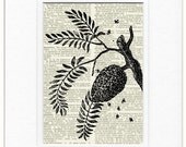 bees nest - vintage artwork printed on page from old dictionary
