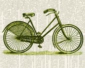bike in green - vintage bike printed on old page from dictionary - FauxKiss