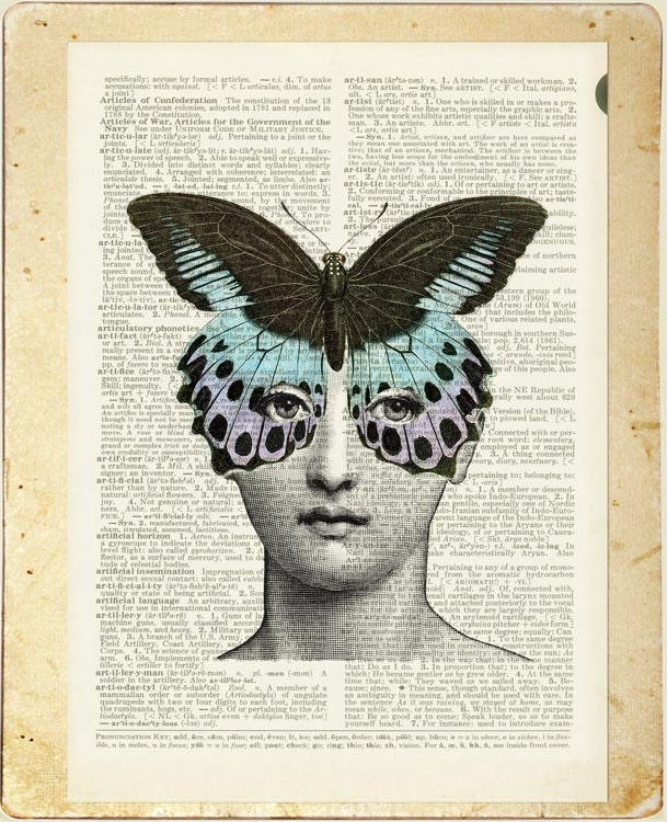 Butterlfy no. 2 - Fornasetti inspired, my original printed on vintage dictionary page