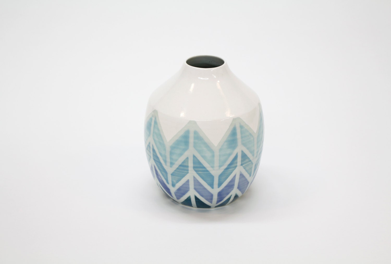 Large Herringbone in Blues OOAK Vase
