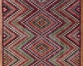 Vintage Multicolor Baklava Turkish Carpet Area Rug
