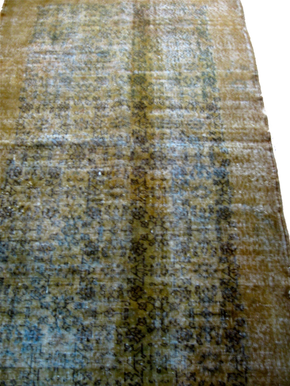 Gold Floral Overdyed Vintage Carpet