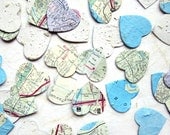Map Paper Flower Seed Wedding Favor Hearts - Plantable Paper