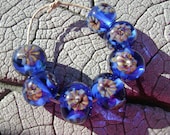 Silver Glass Murrini Lampwork Beads by Cherie Sra R114 Flameworked Murrini Beads