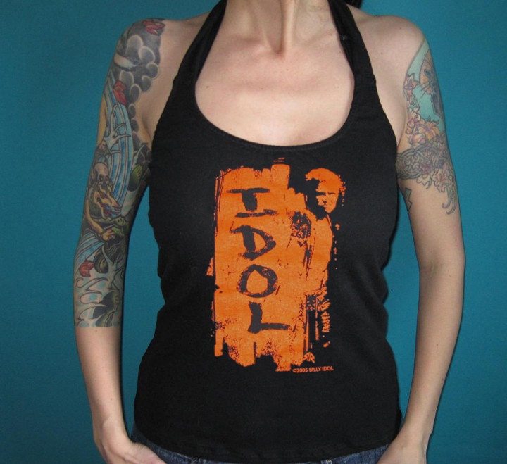 Billy Idol halter top made from a salvaged shirt mad foxes