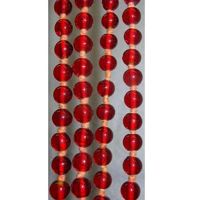 Antique 1900s Necklace Opera Length Deep Red Glass Beads