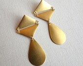 Geometric Brass Dangle Studs