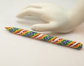 Handcrafted Colorful Rainbow Spiral Polymer Clay Covered Ball Point Pen