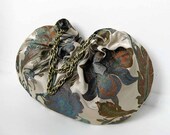 Jacobean Floral Silk Handbag with Chain Handles - Handmade Hobo Purse - Ready to Ship
