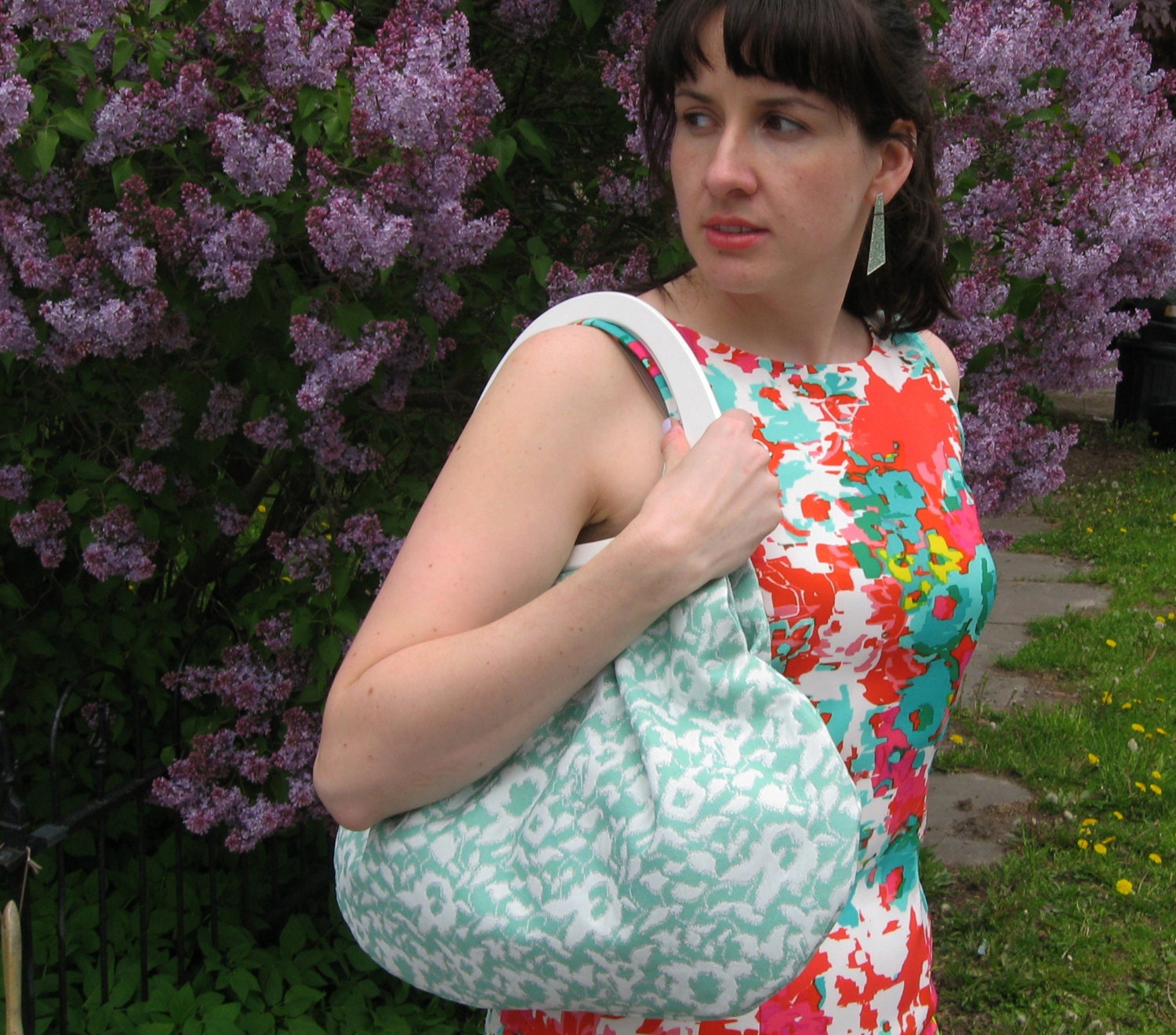 Handmade Hobo Shoulder Purse - Fresh Mint Handbag - Ready to Ship