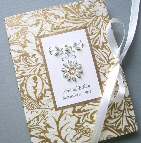 Wedding Photo Album Keepsake - Personalized Gold and Ivory Ornate