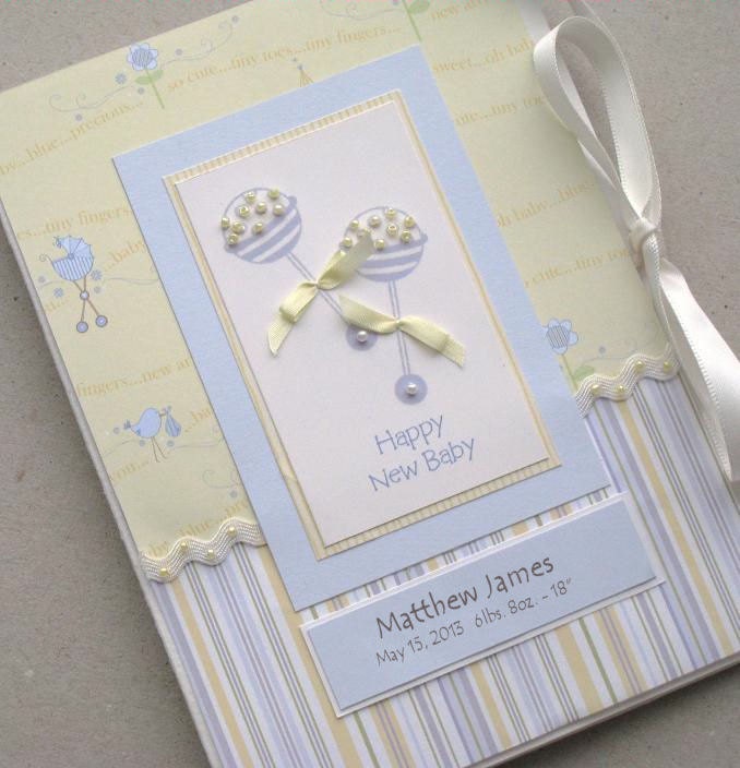 Personalized Baby Boy Photo Album Beaded Keepsake - Baby Rattles