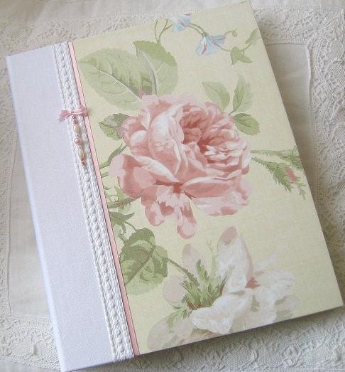 Wedding Photo Album - Country Garden Blush Rose with Beaded Trim 8x10