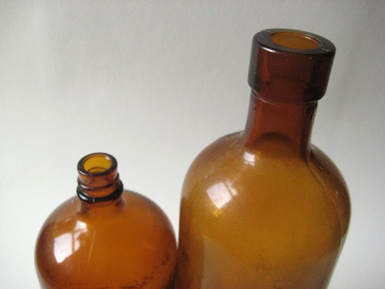 Vintage Antique Amber Apothecary Bottles Abilena and Owens Bottle Co Instant Collection