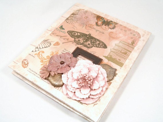 Shabby Chic Coptic Stitched Journal/ Mauve Pink/ Blank/ Victorian/ Handmade - SeamsVictorian