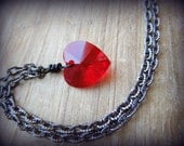 Red Heart Necklace Swarovski Crystal Sassy