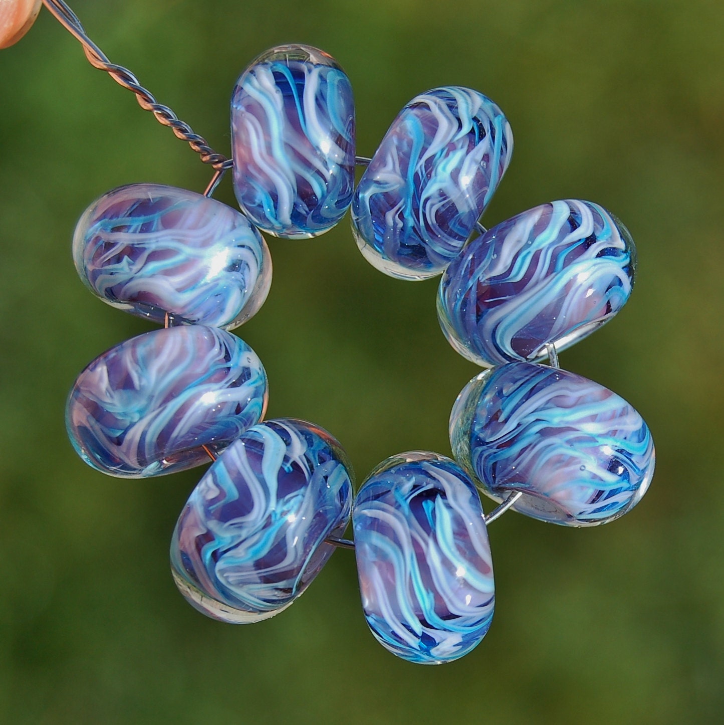 All About Purple - Set of 8 Encased Lampwork Beads - Dan O Beads