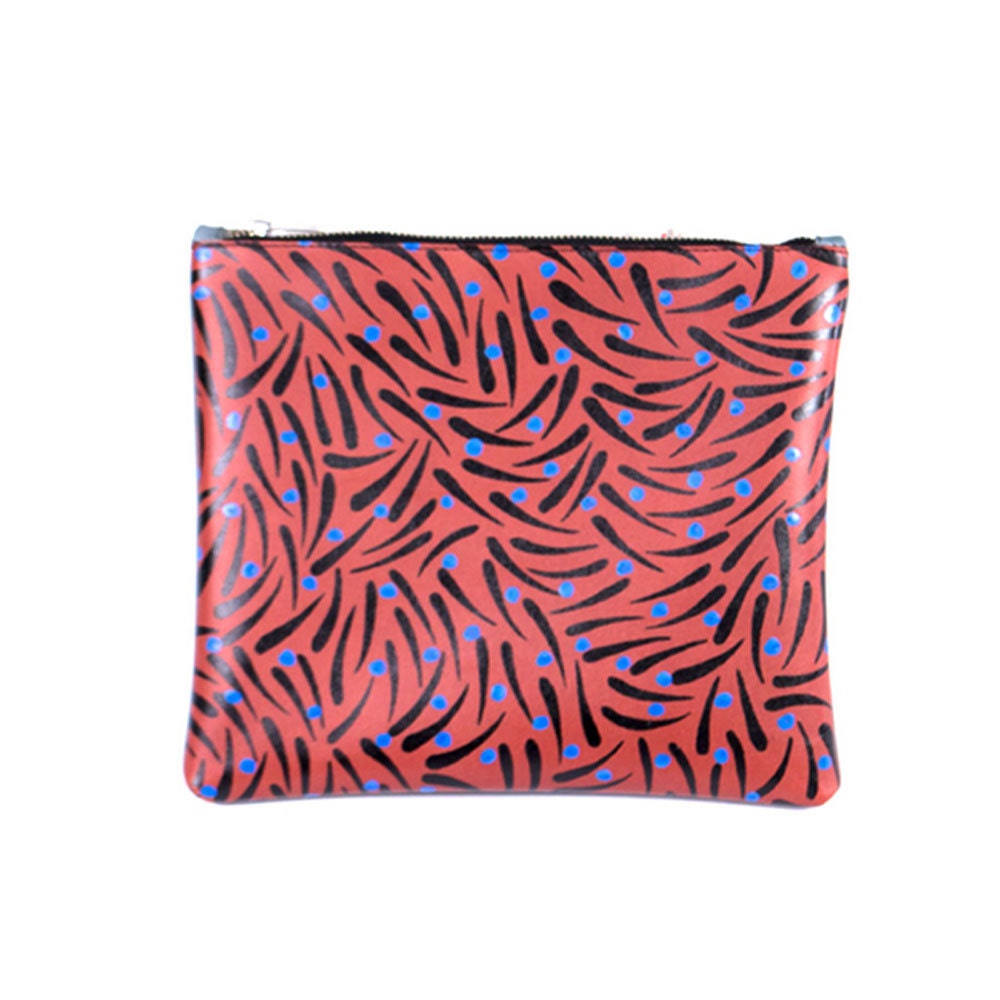 Screen printed leather Ipad pouch/clutch