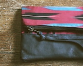 BURGUNDY CLUTCH. Aztec Pouch. Red Tribal Clutch. Leather Pouch.