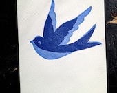 blue bird letterpress card