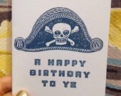 pirate bday letterpress card