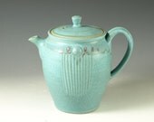 Pottery teapot in turquoise glaze 3.5 cups loose leaf