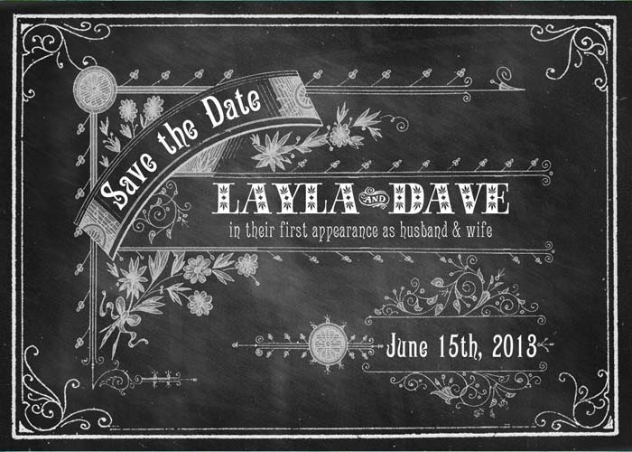Old School - Printable DIY Vintage Chalkboard Wedding Save the Date Cards - Digital Download - Customized Vintage Victorian Typography