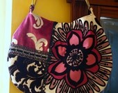 Retro flower in Pink and blacks Hobo bag