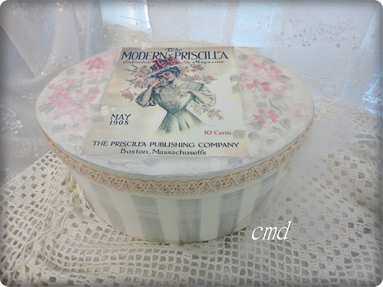 Modern Priscilla Magazine May 1908, Oval Keepsake Box, Hand Painted, ECS, CSSTeam