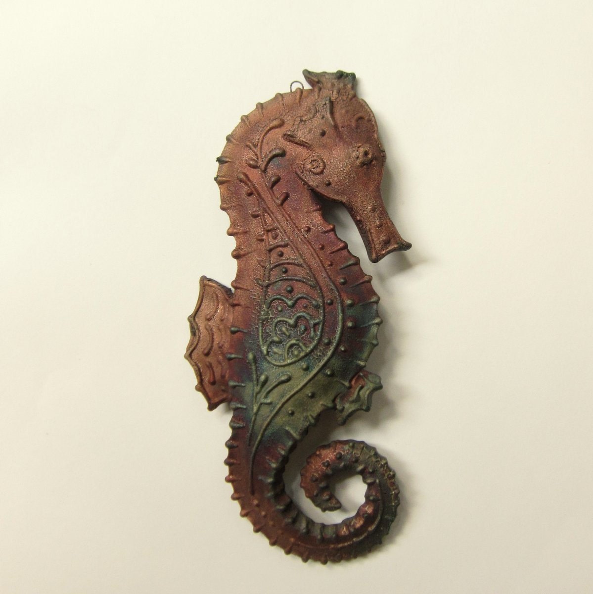 Seahorse decor..ornament...multi hued Raku