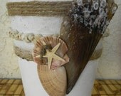 White Vase, Seashell Embellished Ikea Vase