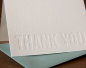 Letterpress Thank You Cards : Impression (No Ink) Modern Block Thank You Notes - box of 75 small folded cards w envelope color choice