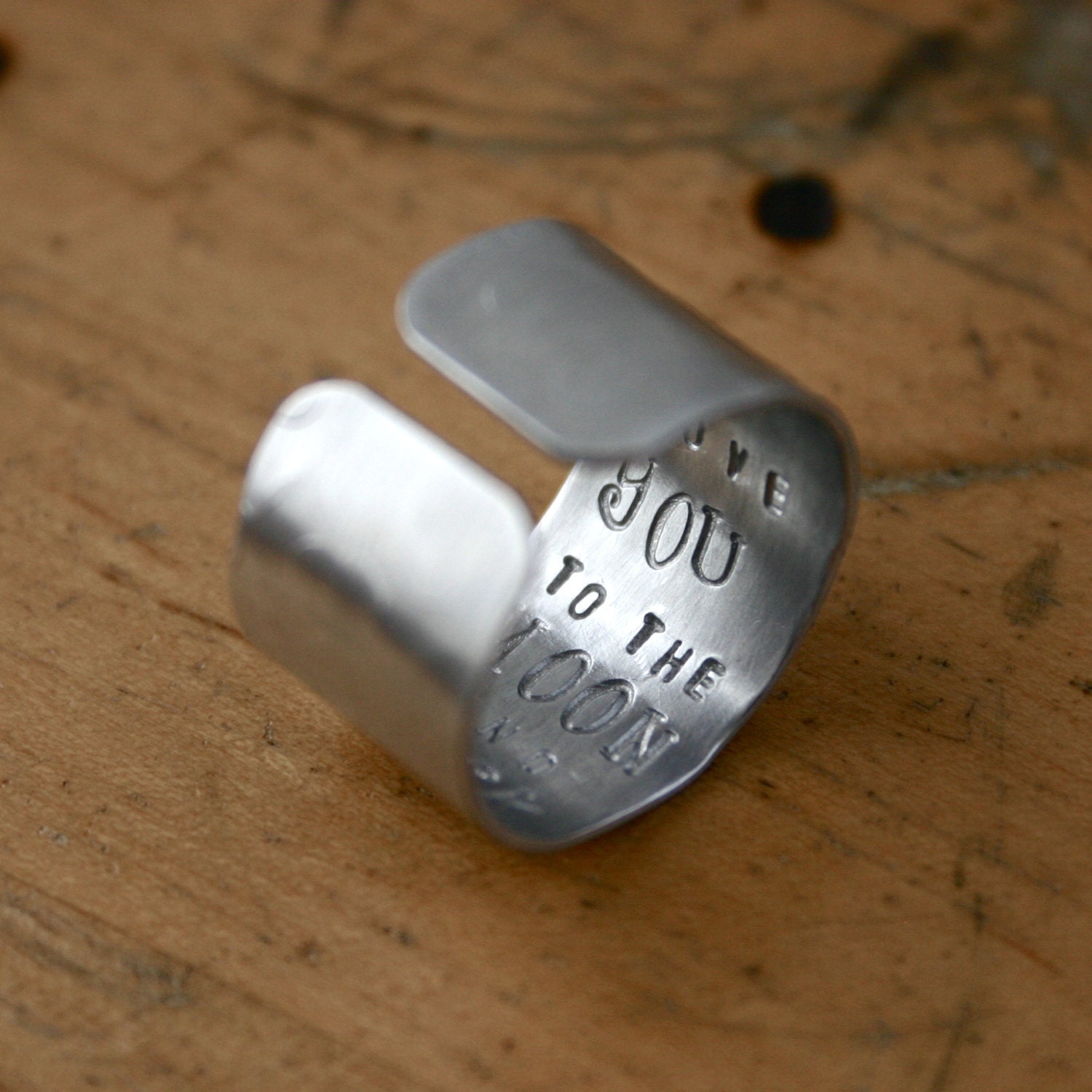 I Love you To The Moon and Back secret message ring for him or her