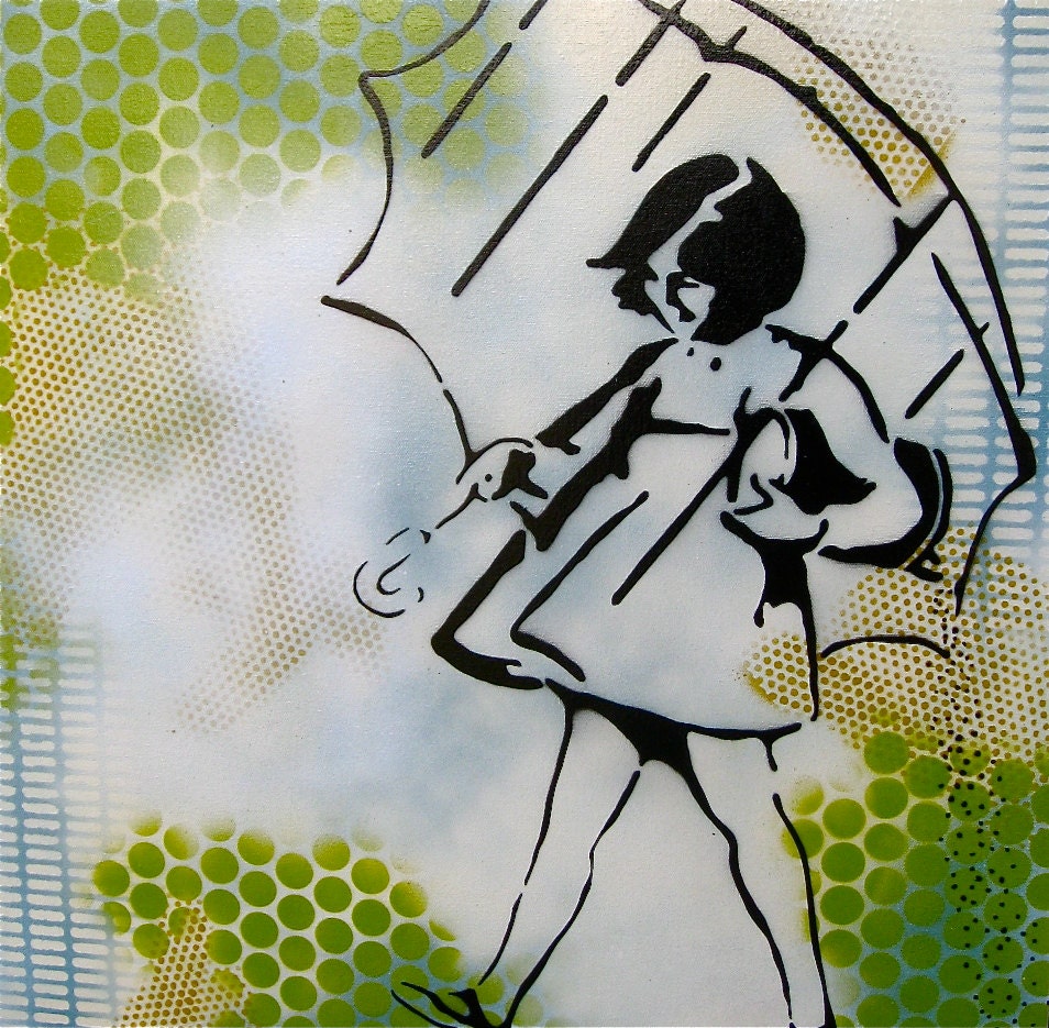 Original Graffiti Art Painting on Canvas Large Scale 24" x 24" Stencil Pop Art Salt Girl
