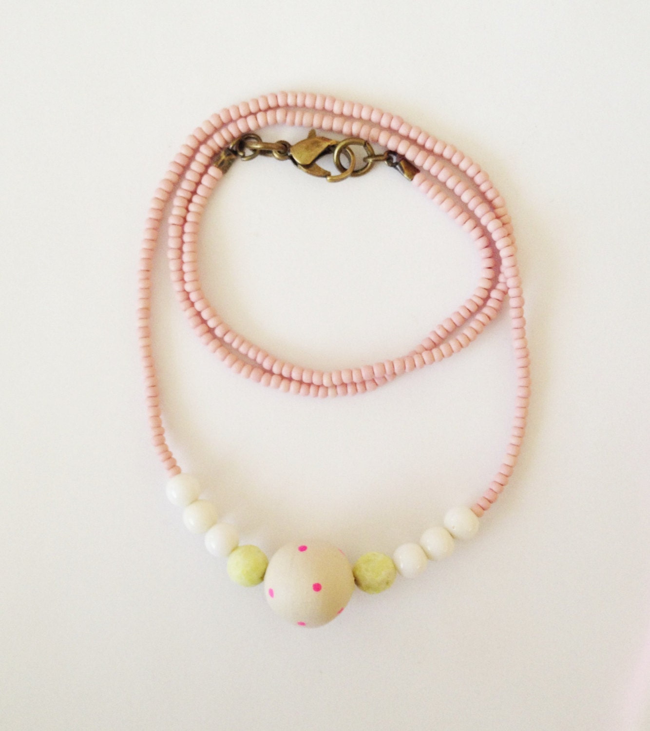 SHILOH Ivory and Neon Polkadot Bead necklace