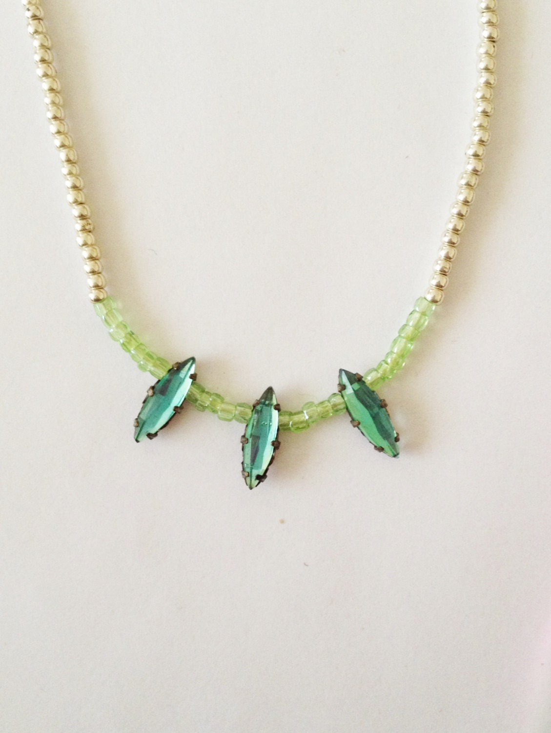 ARABELLA Vintage aqua gem stones and silver necklace