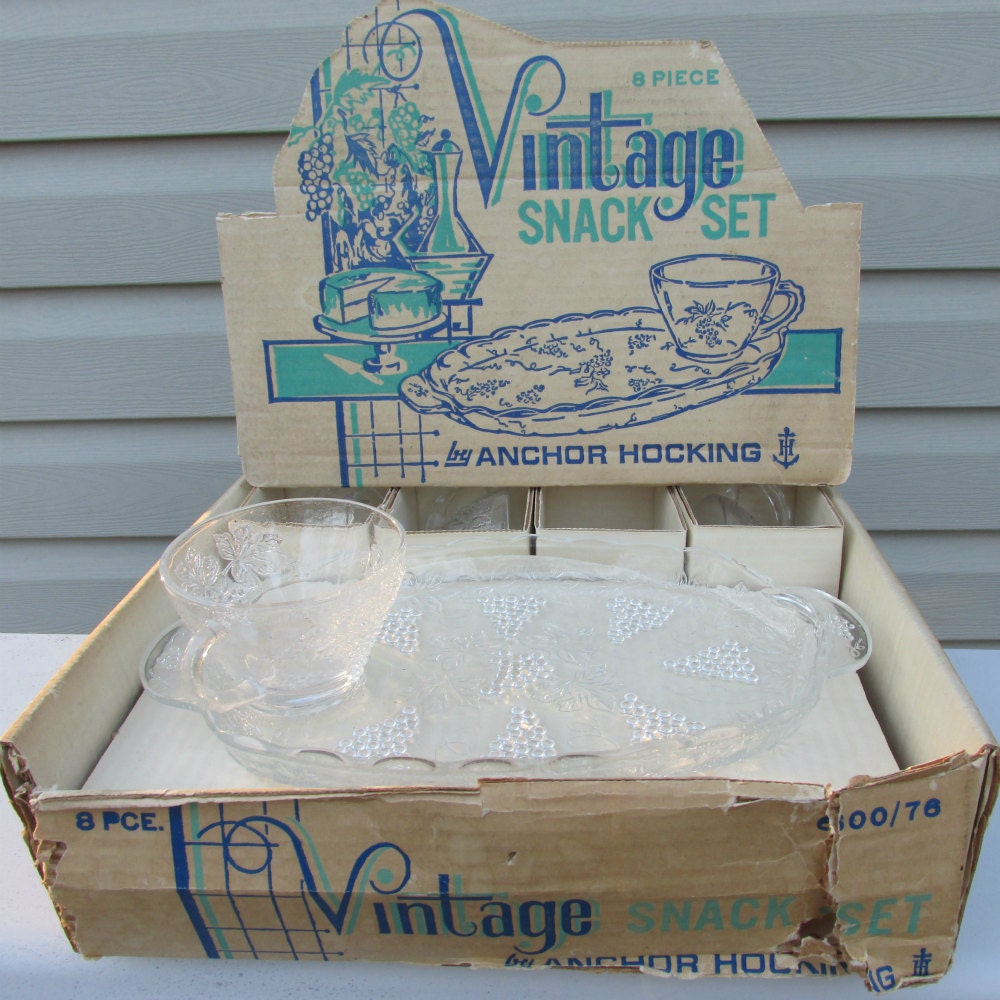 Vintage Snack Set Grapes 3 Boxes 8 Piece Sets