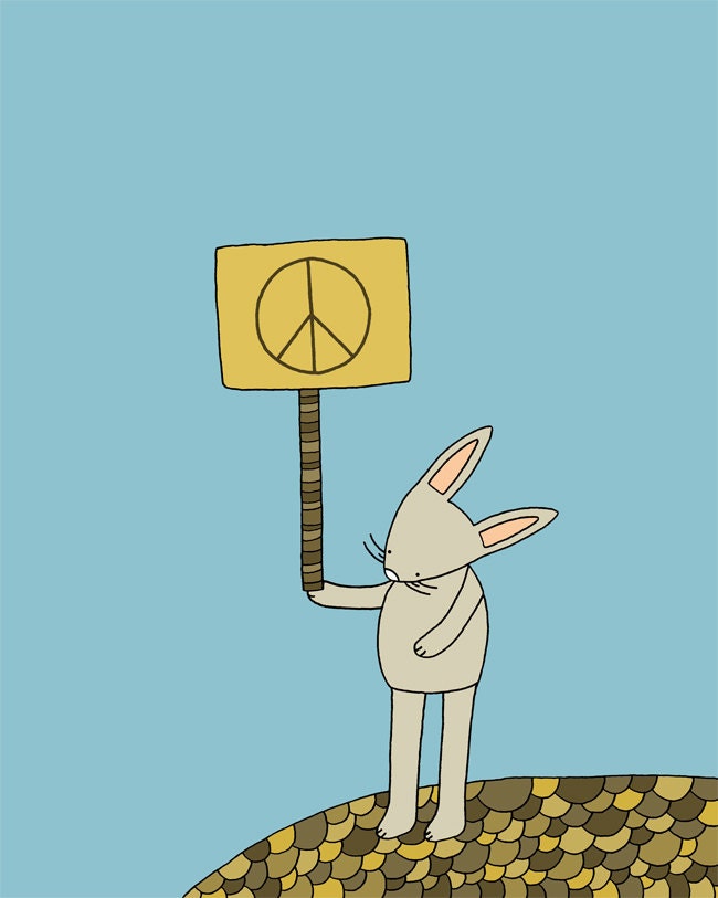 Baby Nursery, Art Print, Nursery Art, Bunny Art Print, Kid's Wall Decor, Be the Change