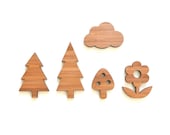 Wall decor, trees, mushroom, flower, cloud